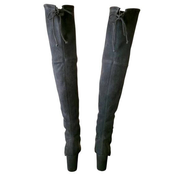 Stuart Weitzman Tieland Slate Gray Suede Over The Knee Boot Size 7 W Thigh High - Picture 6 of 11